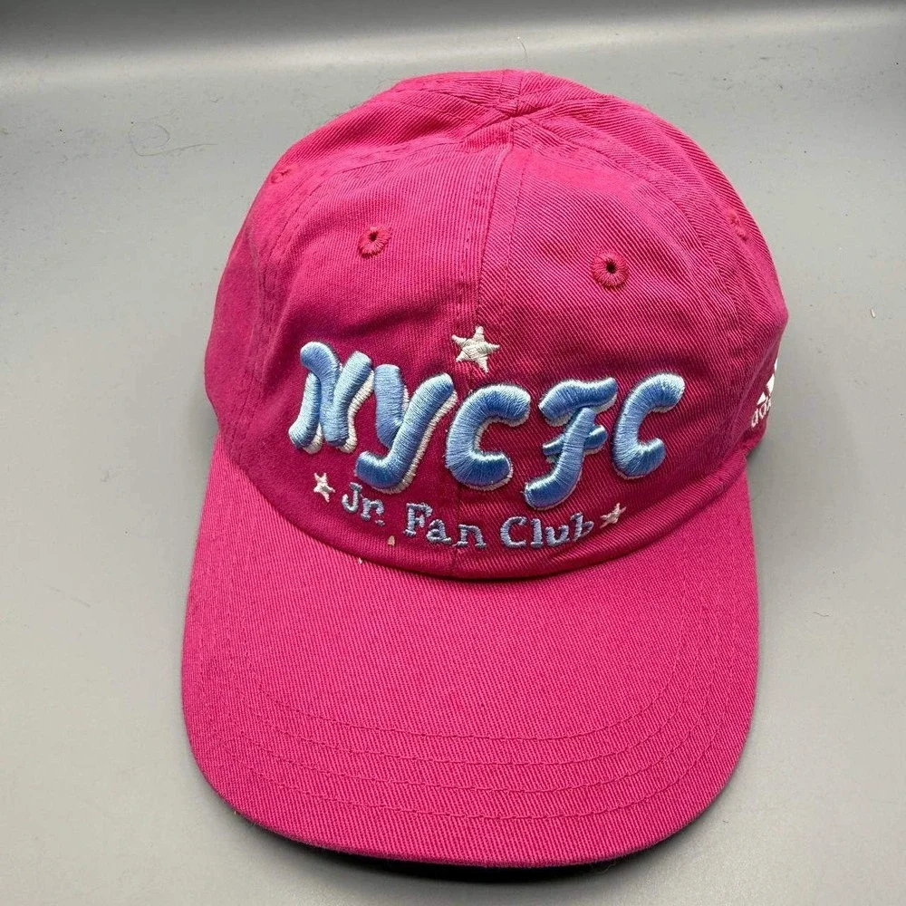New York City FC Hat Kids Infant Pink Adidas MLS Stretch Strap Back Cap New‎